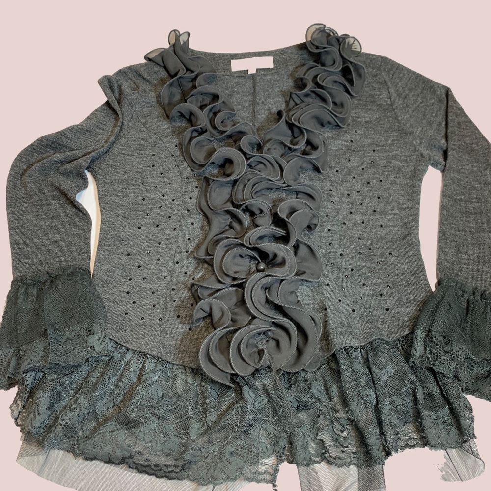 Pretty Angel Ruffle and Lace Sweater